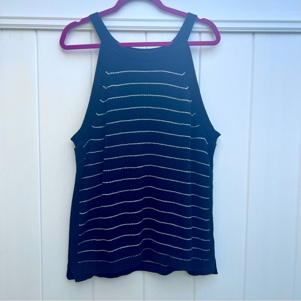 Old Navy Women’s Striped Sleeveless Sweater Tank Black And White Sz XXL Plus sz